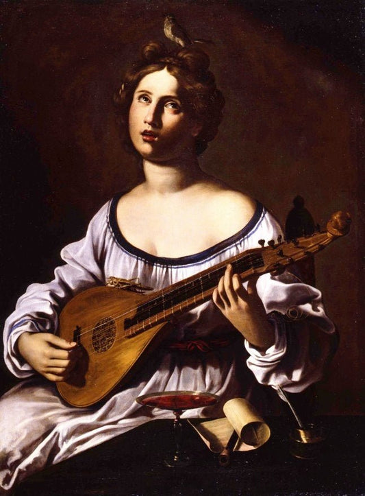 Allegory of Music, vintage artwork by Antiveduto Grammatica, A3 (16x12") Poster Print