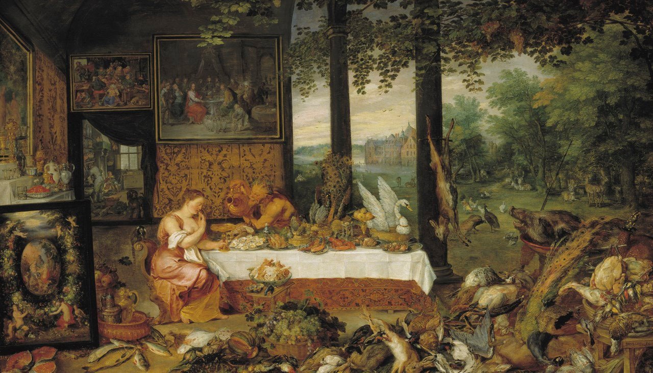 Allegory of Taste, vintage artwork by Jan Brueghel the Elder, 12x8" (A4) Poster