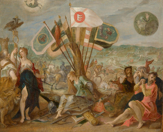 Allegory of the Battle of Gorossló, vintage artwork by Hans von Aachen, A3 (16x12") Poster Print