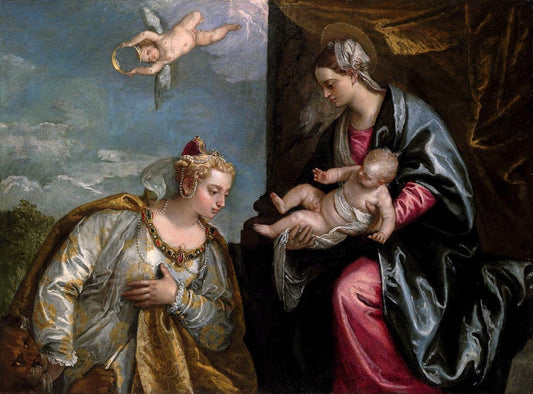 Allegory of the City of Venice Adoring the Madonna and Child, vintage artwork by Veronese, A3 (16x12") Poster Print