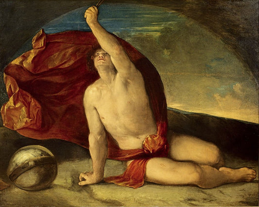 Allegory of the Compass and Globe (Sapiente con compasso e globo), vintage artwork by Dosso Dossi, A3 (16x12") Poster Print