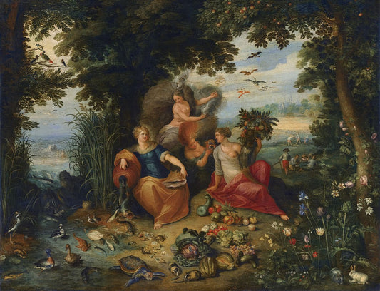 Allegory of the Four Elements, vintage artwork by Frans Francken the Younger, 12x8" (A4) Poster