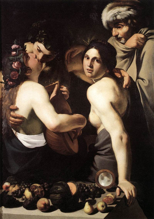 Allegory of the Four Seasons, vintage artwork by Bartolomeo Manfredi, 12x8" (A4) Poster