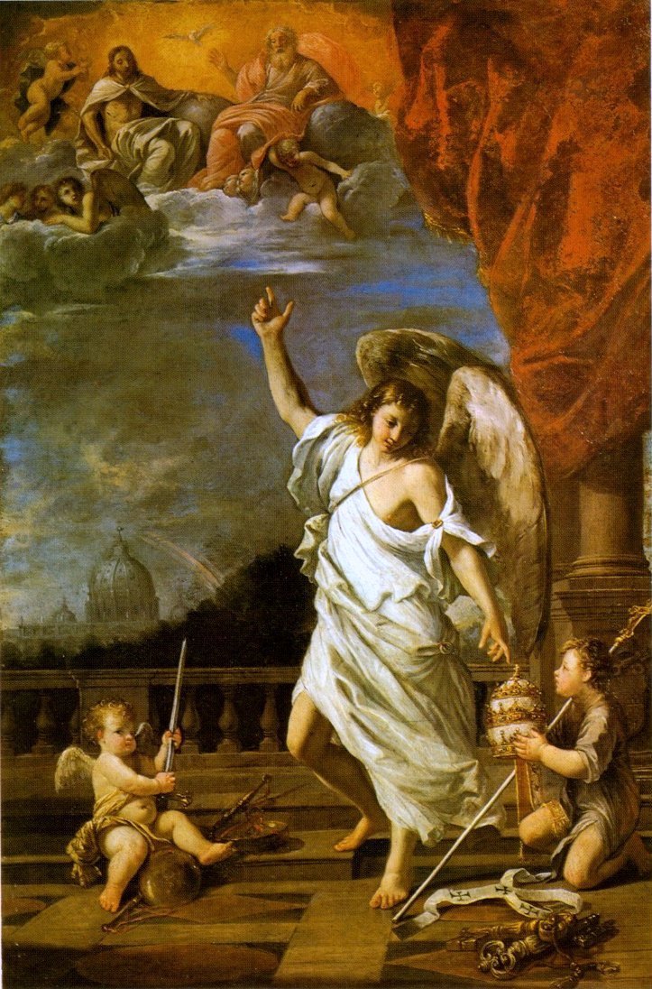Allegory of the Papacy, vintage artwork by Francesco Albani, 12x8" (A4) Poster
