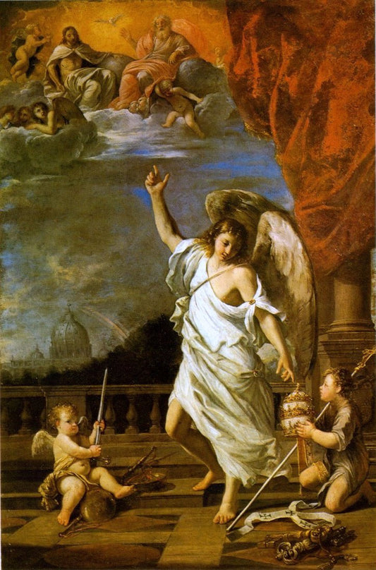 Allegory of the Papacy, vintage artwork by Francesco Albani, 12x8" (A4) Poster