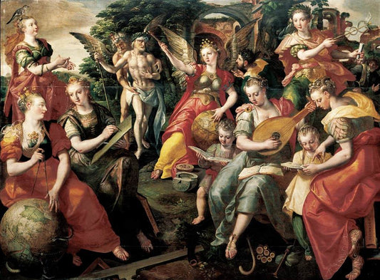Allegory of the Seven Liberal Arts, vintage artwork by Maarten de Vos, A3 (16x12") Poster Print