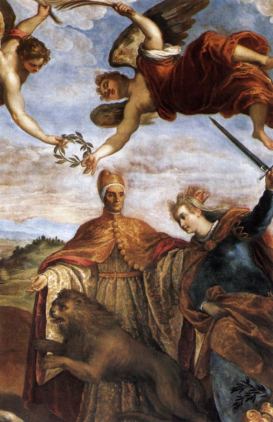 Allegory of the Victory over the League of Cambrai - detail, vintage artwork by Palma Giovane, A3 (16x12") Poster Print