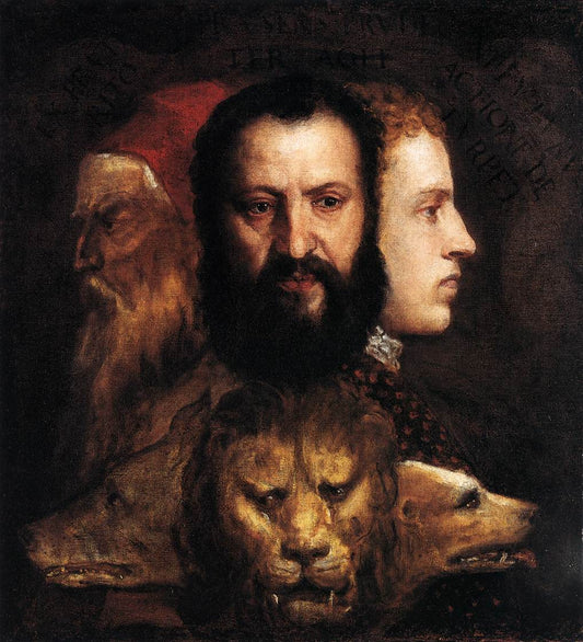 Allegory of Time Governed by  Prudence, vintage artwork by Titian, A3 (16x12") Poster Print