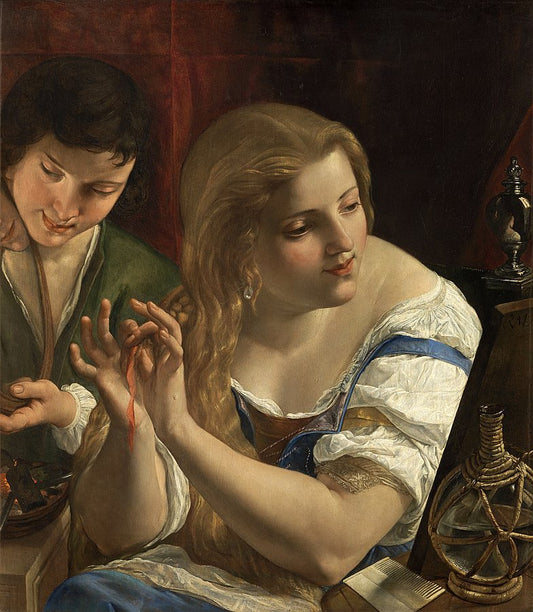 Allegory of Vanity, vintage artwork by Angelo Caroselli, 12x8" (A4) Poster