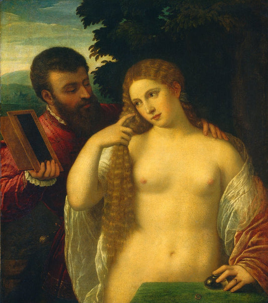Allegory (Possibly Alfonso d'Este and Laura Diante), vintage artwork by Follower of Titian, A3 (16x12") Poster Print
