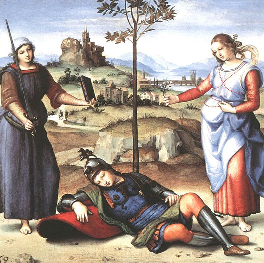 Allegory (The Knight's Dream), vintage artwork by Raphael, A3 (16x12") Poster Print