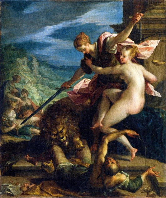 Allegory ~ The Triumph of Truth under the Protecting Wings of Justice, vintage artwork by Hans von Aachen, A3 (16x12") Poster Print