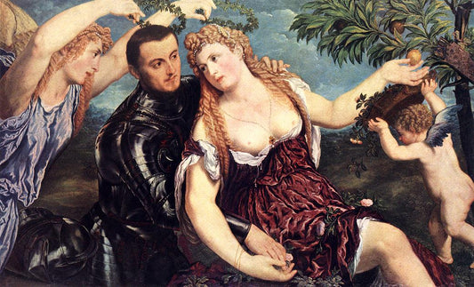 Allegory with Lovers, vintage artwork by Paris Bordone, A3 (16x12") Poster Print