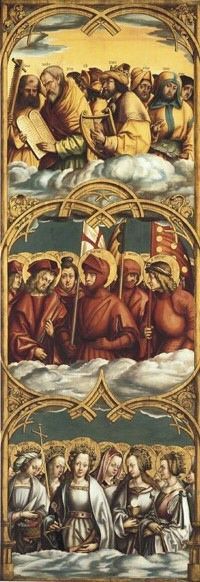 Allerheiligenaltar:  Right wing: Figures of the Lauretan Litany: Resurrection of Christ and Saints John and Paul, vintage artwork by Hans Burgkmair, A3 (16x12") Poster Print
