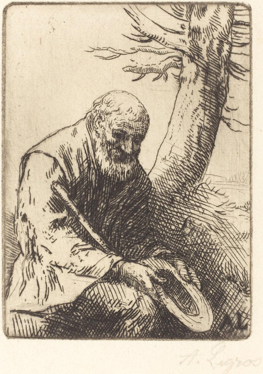 Alphonse Legros:Beggar with Hat in Hand (Mendiant avec son c,16x12"(A3) Poster