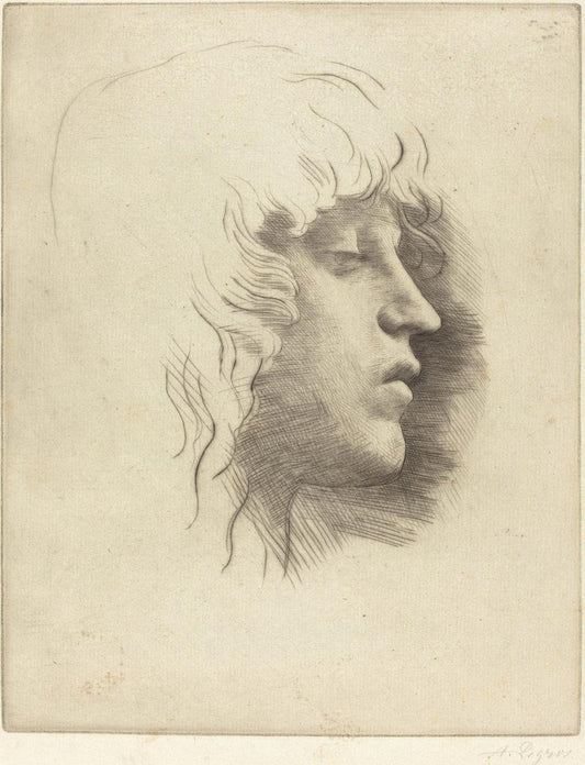 Alphonse Legros:Head of a Young Girl (Tete de jeune fille),16x12"(A3) Poster