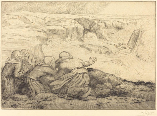 Alphonse Legros:Small Boat in Peril (Barque en peril),16x12"(A3) Poster