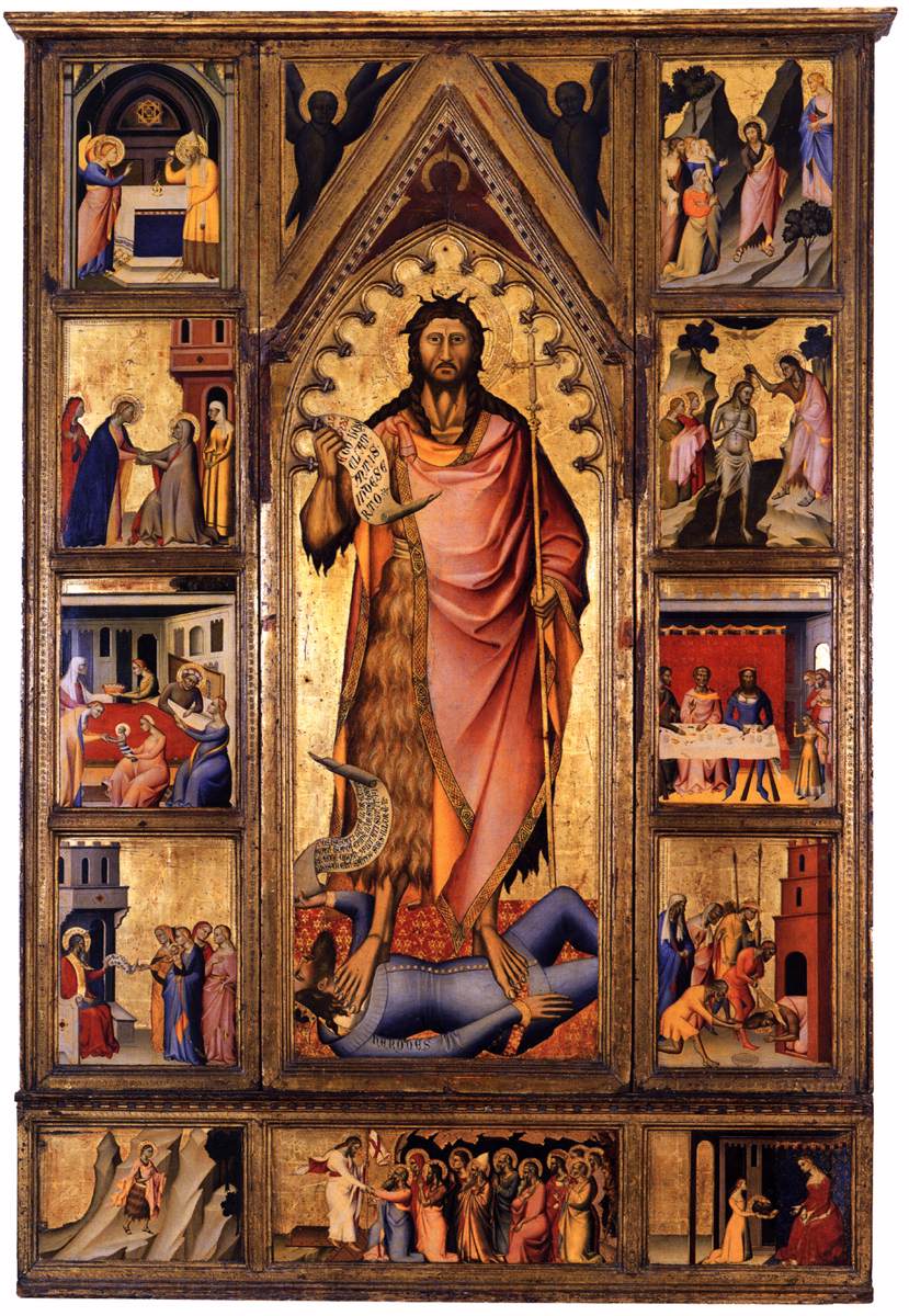 Altarpiece of Saint John the Baptist with Stories, vintage artwork by Giovanni del Biondo, A3 (16x12") Poster Print