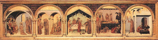 Altarpiece of Saint Louis of Toulouse: Predella, vintage artwork by Simone Martini, 12x8" (A4) Poster