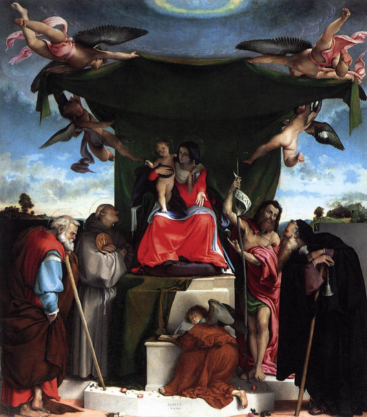 Altarpiece of San Bernardino in Pignolo (Bergamo), vintage artwork by Lorenzo Lotto, A3 (16x12") Poster Print