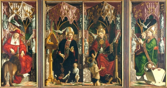 Altarpiece of the Early Church Fathers, vintage artwork by Michael Pacher, A3 (16x12") Poster Print