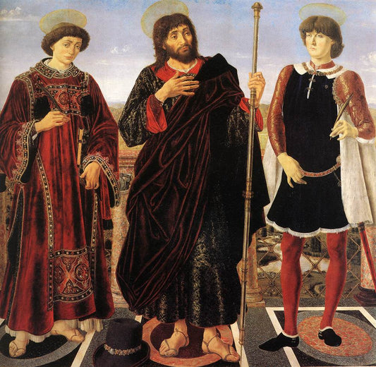 Altarpiece with Three Saints, vintage artwork by Piero Pollaiuolo, A3 (16x12") Poster Print