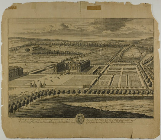 Althrop in the County of Northampton, plate 27 from Britannia Illustrata by  Jan Kip (Dutch, c. 1653-1722), 23x16"( A2 size) Poster Print