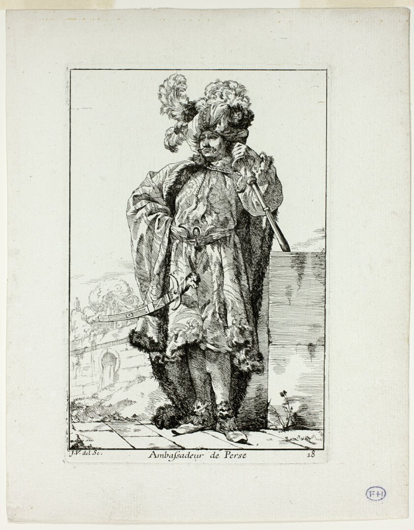 Ambassadeur de la Perse, plate eighteen from Caravanne du Sultan à la Mecque by  Joseph Marie Vien, 23x16"( A2 size) Poster Print