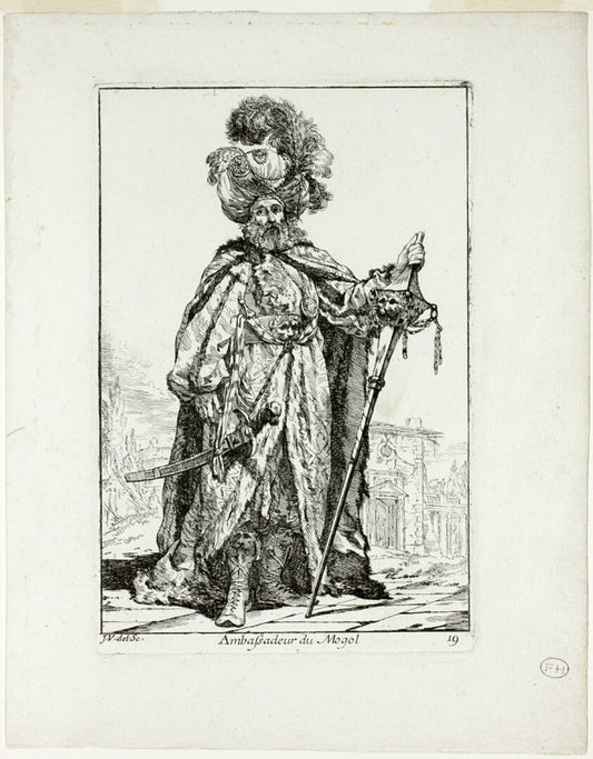 Ambassadeur du Mogol, plate nineteen from Caravanne du Sultan à la Mecque by  Joseph Marie Vien, 23x16"( A2 size) Poster Print