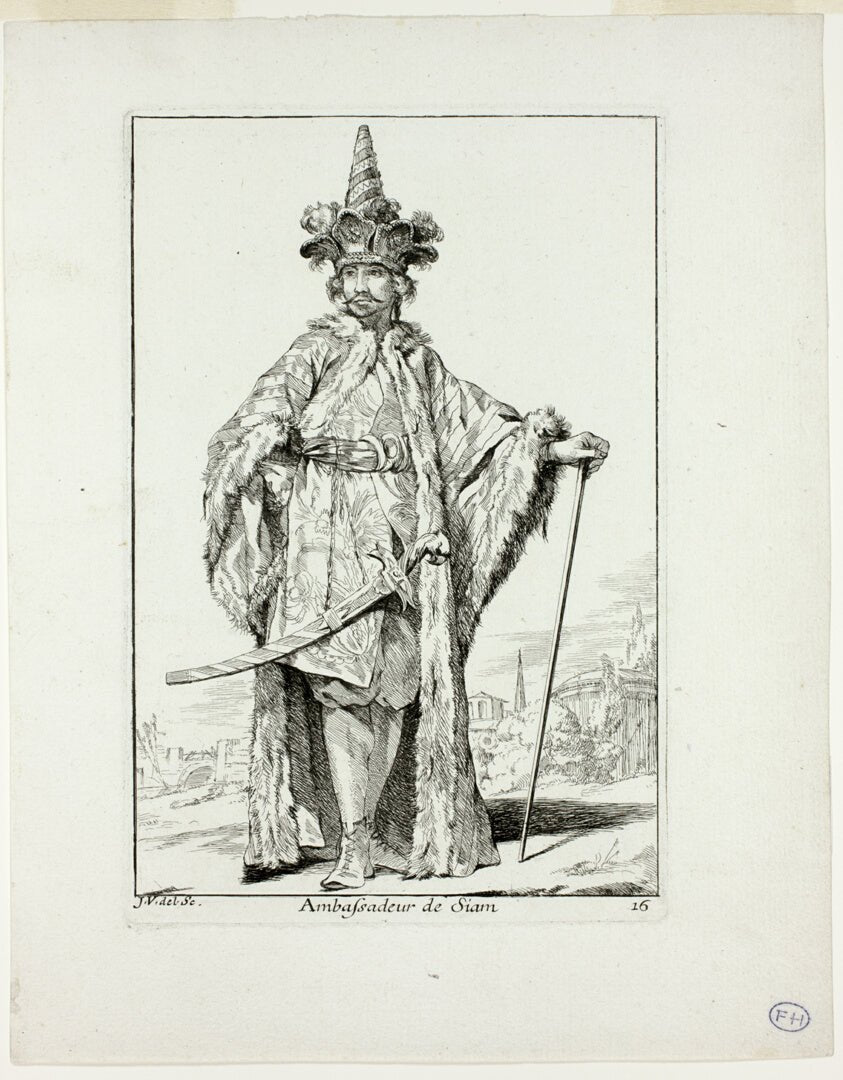 Ambassadeur du Siam, plate sixteen from Caravanne du Sultan à la Mecque by  Joseph Marie Vien, 23x16"( A2 size) Poster Print