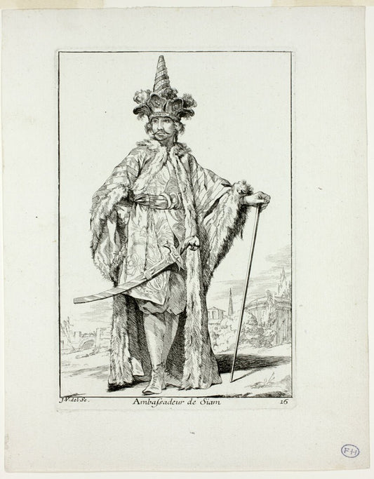 Ambassadeur du Siam, plate sixteen from Caravanne du Sultan à la Mecque by  Joseph Marie Vien, 23x16"( A2 size) Poster Print