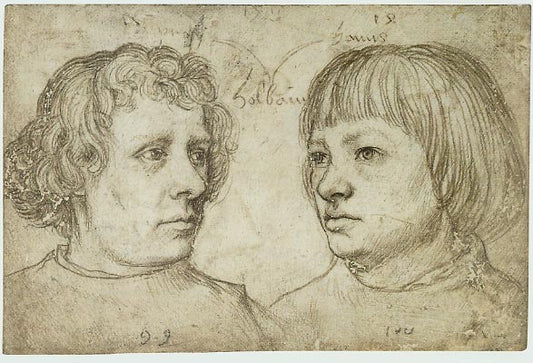 Ambrosius and Hans Holbein the Younger, vintage artwork by Hans Holbein the Elder, A3 (16x12") Poster Print