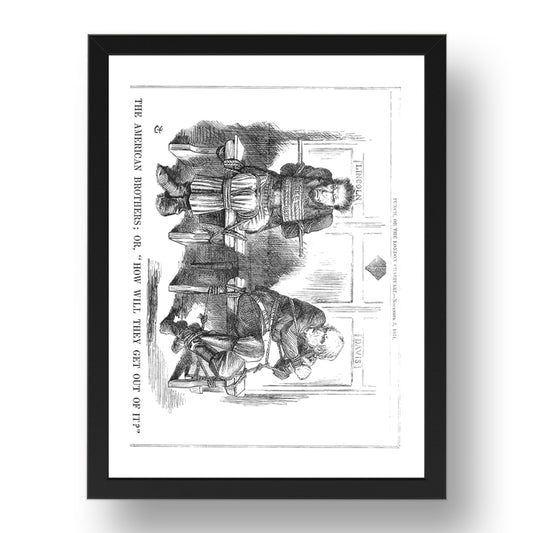 American Brothers Jefferson Davis Abraham Lincoln US Civil War Poster 1864, vintage historic poster in 17x13"(A3) Frame