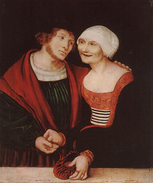 Amorous Old Woman and Young Man, vintage artwork by Lucas Cranach the Elder, A3 (16x12") Poster Print
