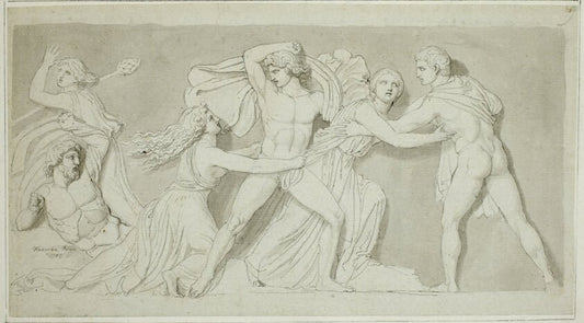 Amphion and Zethus Delivering their Mother Antiope from the Fury of Dirce and Lycus by  John Flaxman, 23x16"( A2 size) Poster Print