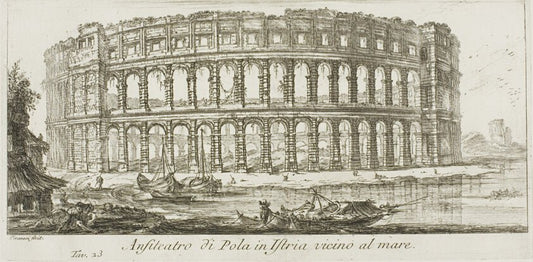 Ampitheater of Pola in Istria near the sea, plate 23 from Some Views of Triumphal Arches and other monuments by  Giovanni Battista Piranesi, 23x16"( A2 size) Poster Print