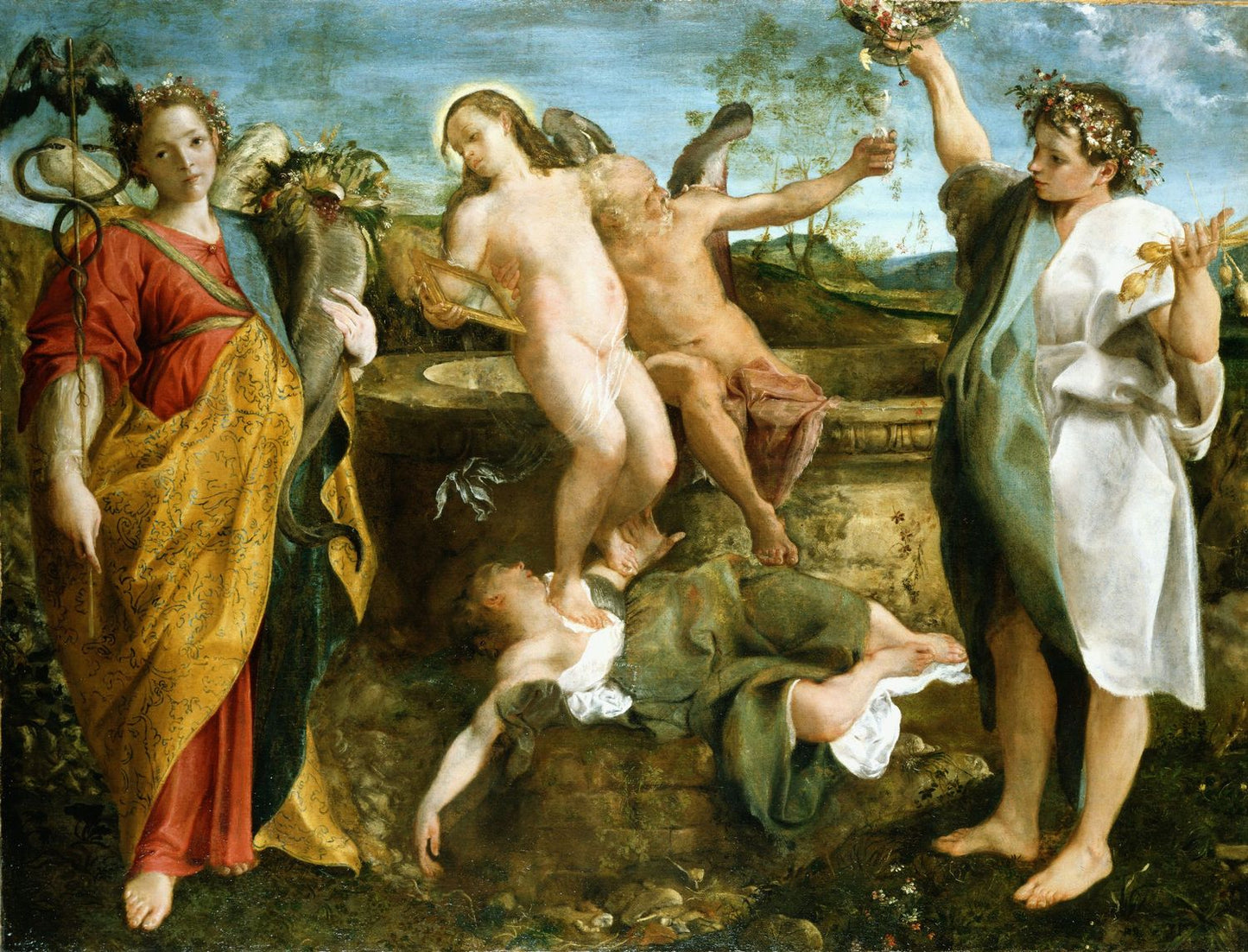 An Allegory of Truth and Time, vintage artwork by Annibale Carracci, A3 (16x12") Poster Print