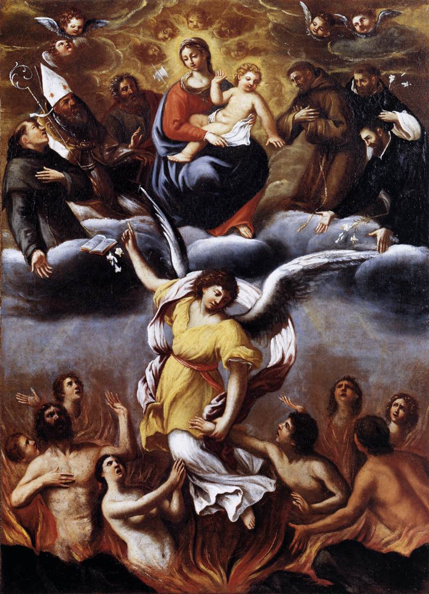 An Angel Frees the Souls of Purgatory, vintage artwork by Lodovico Carracci, A3 (16x12") Poster Print