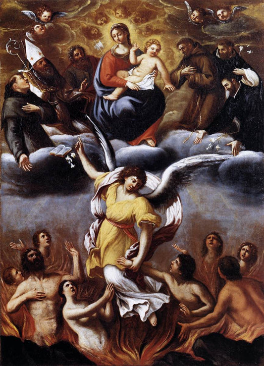 An Angel Frees the Souls of Purgatory, vintage artwork by Lodovico Carracci, A3 (16x12") Poster Print