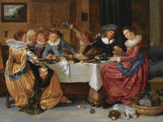 An Elegant Merry Company, vintage artwork by Hendrick Pot, 12x8" (A4) Poster