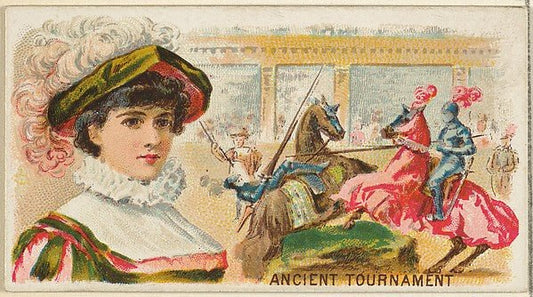 :Ancient Tournament from the Games and Sports series for Old Judge Cigarettes 1889, vintage artwork, 16x12"(A3) Poster Print