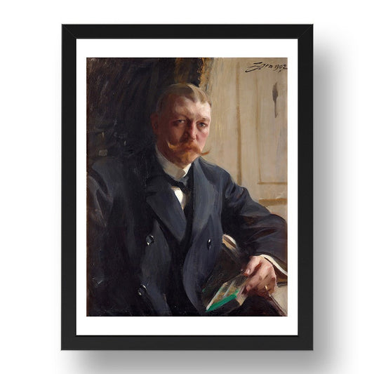 Anderz Zorn - Portrait Of Franz Heiss [1902], vintage artwork in A3 (17x13") Black Frame