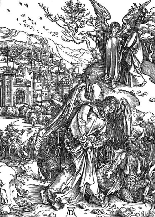 Angel with the Key to the Bottomless Pit, vintage artwork by Albrecht Dürer, A3 (16x12") Poster Print