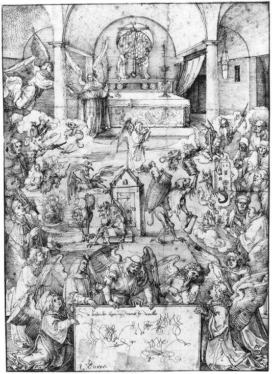 Angels' Mass, vintage artwork by Albrecht Dürer, A3 (16x12") Poster Print
