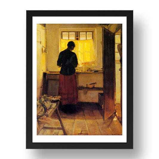 Anna Ancher - Girl In The Kitchen [1883-86], vintage artwork in A3 (17x13") Black Frame