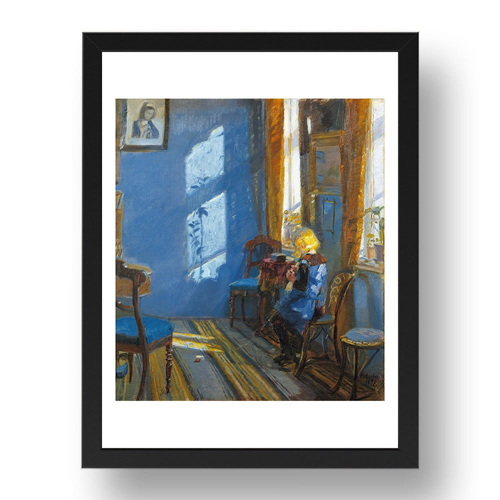 Anna Ancher - Sunlight Blue Room [1891], vintage artwork in A3 (17x13") Black Frame