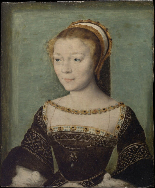 Anne de Pisseleu, Duchesse d'Étampes, vintage artwork by Attributed to Claude Corneille de Lyon, A3 (16x12") Poster Print