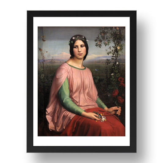 Anne-François-L Janmot - Flower Of Fields [1845], vintage artwork in A3 (17x13") Black Frame