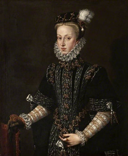 Anne of Austria (1546–1580), Fourth Wife of Philip II, vintage artwork by Alonso Sanchez Coello, A3 (16x12") Poster Print