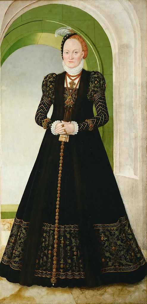 Anne of Denmark, Electoral Princess of Saxony, vintage artwork by Lucas Cranach the Younger, A3 (16x12") Poster Print